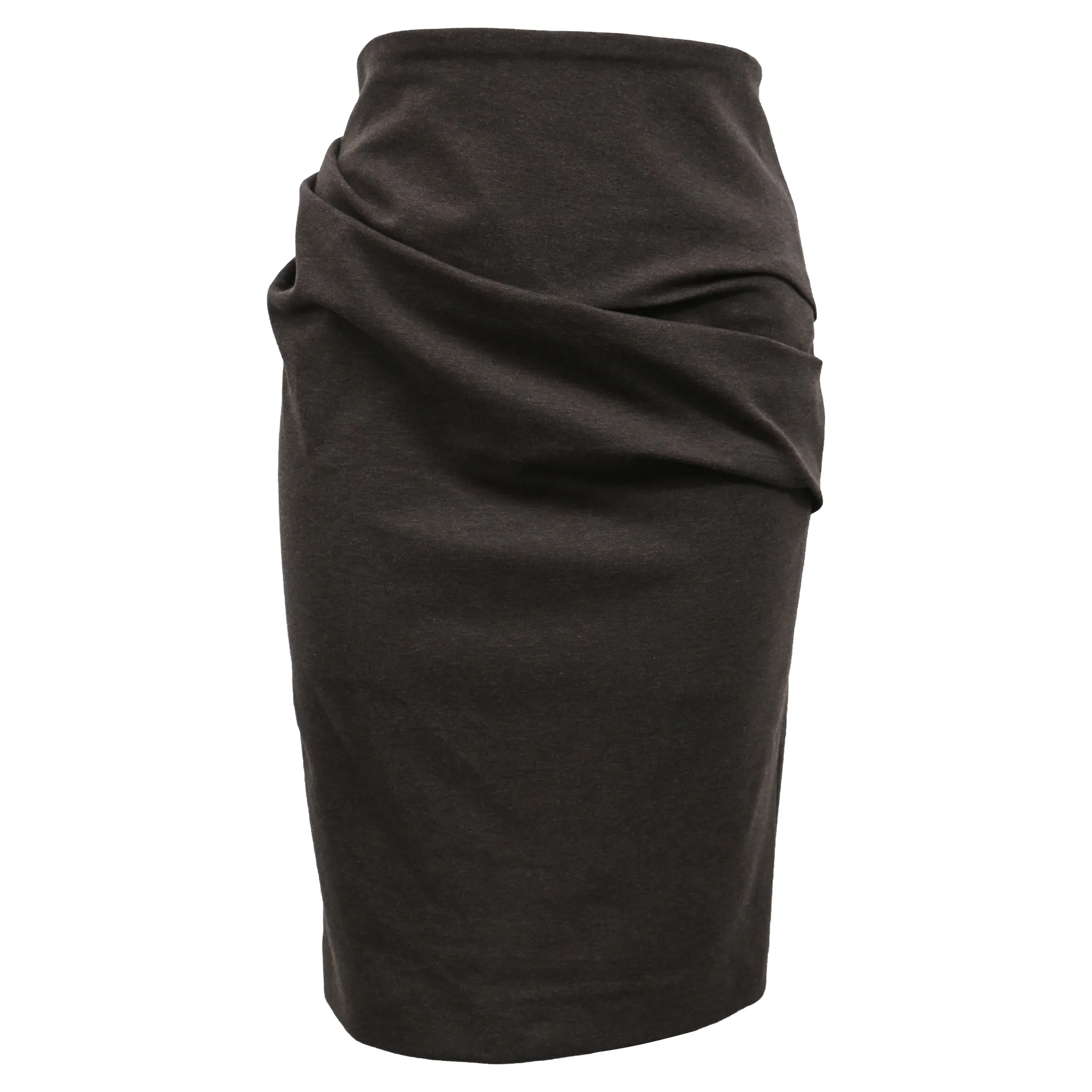 Brunello Cucinelli Draped Midi Skirt in Brown Cotton