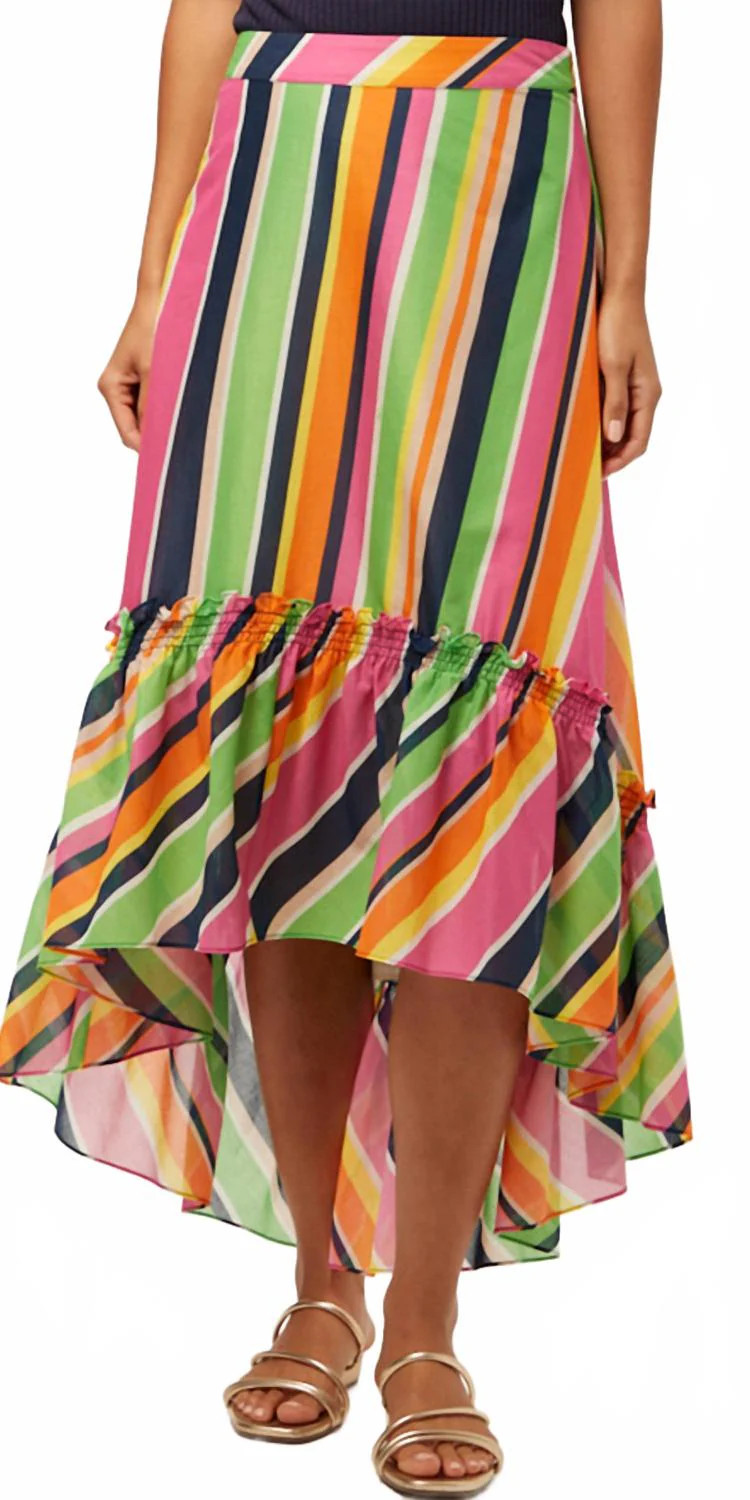 Rosamund 2 High-Low Skirt In Splash Stripe