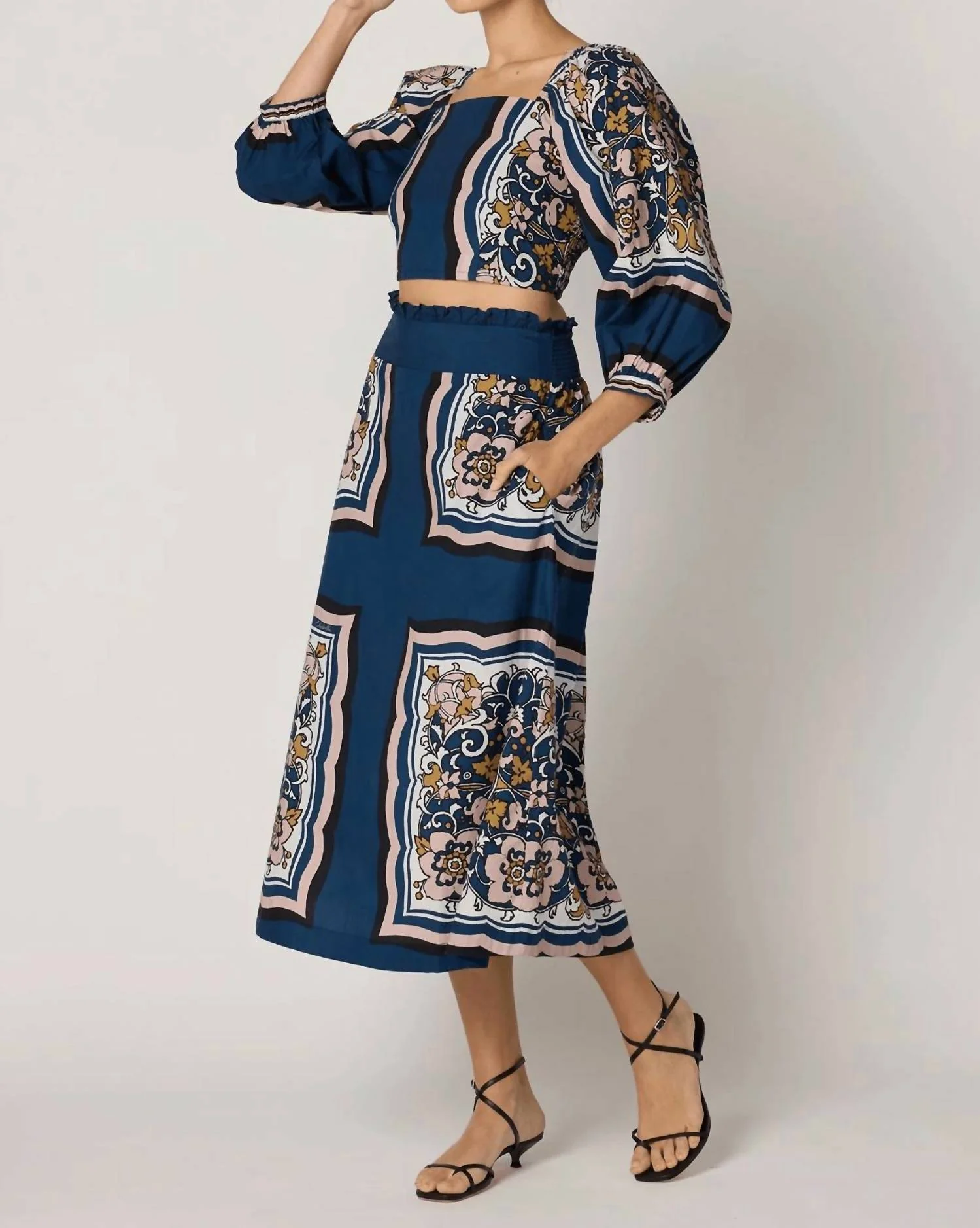 Anya Midi Skirt In Floral Anise