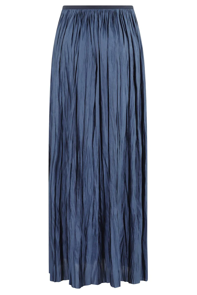 Long Pleated Skirt With Satin Finish