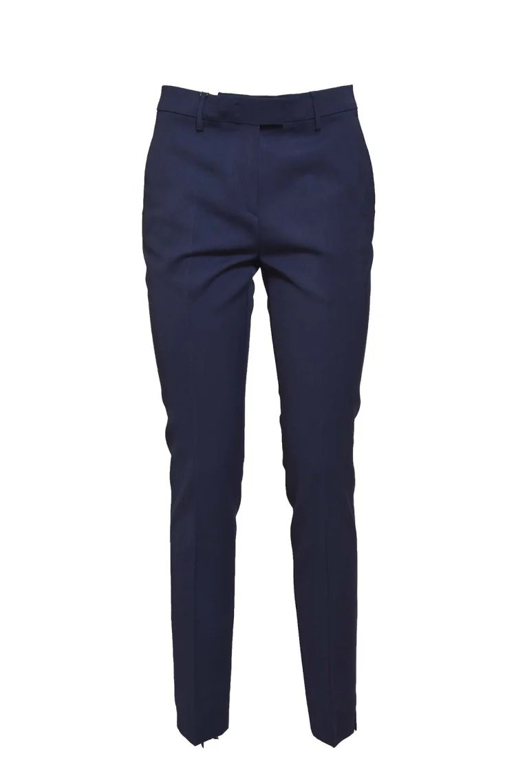 Blue Viscose Straight Trousers