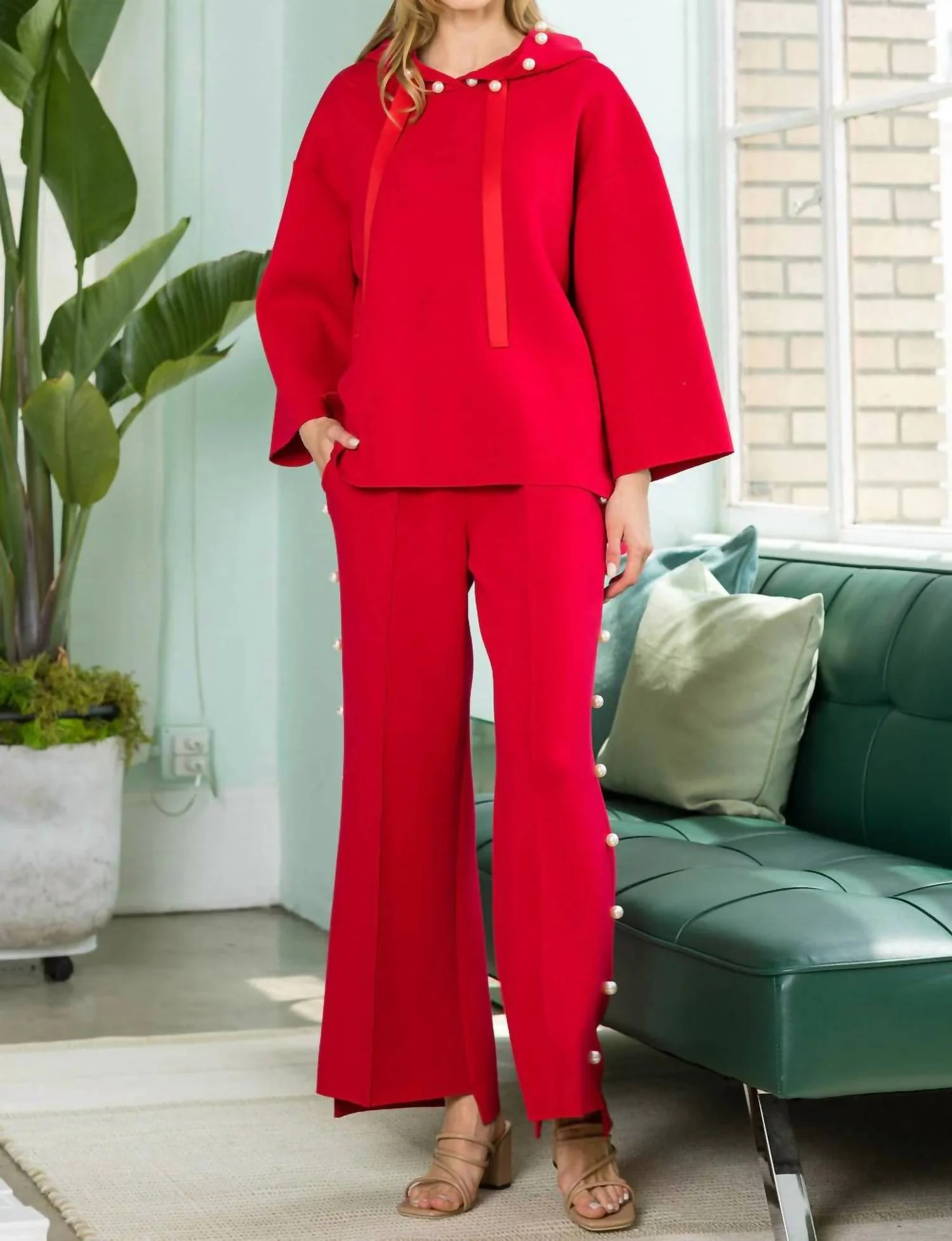 Farrah Pearl Pants In Red