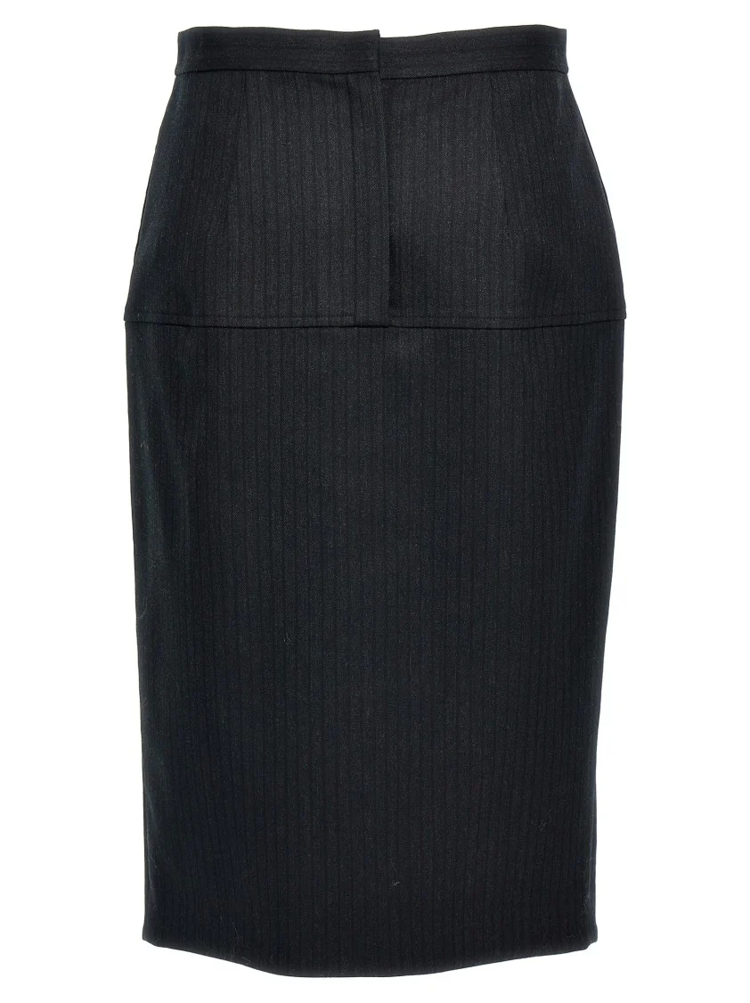 Pinstriped Wool Skirt
