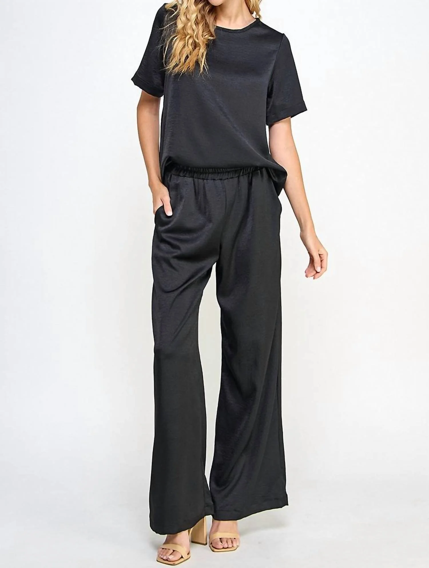 Solid Satin Set In Black