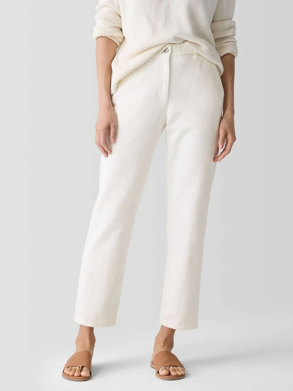 Undyed Utility Organic Cotton Tapered Pants In Natural