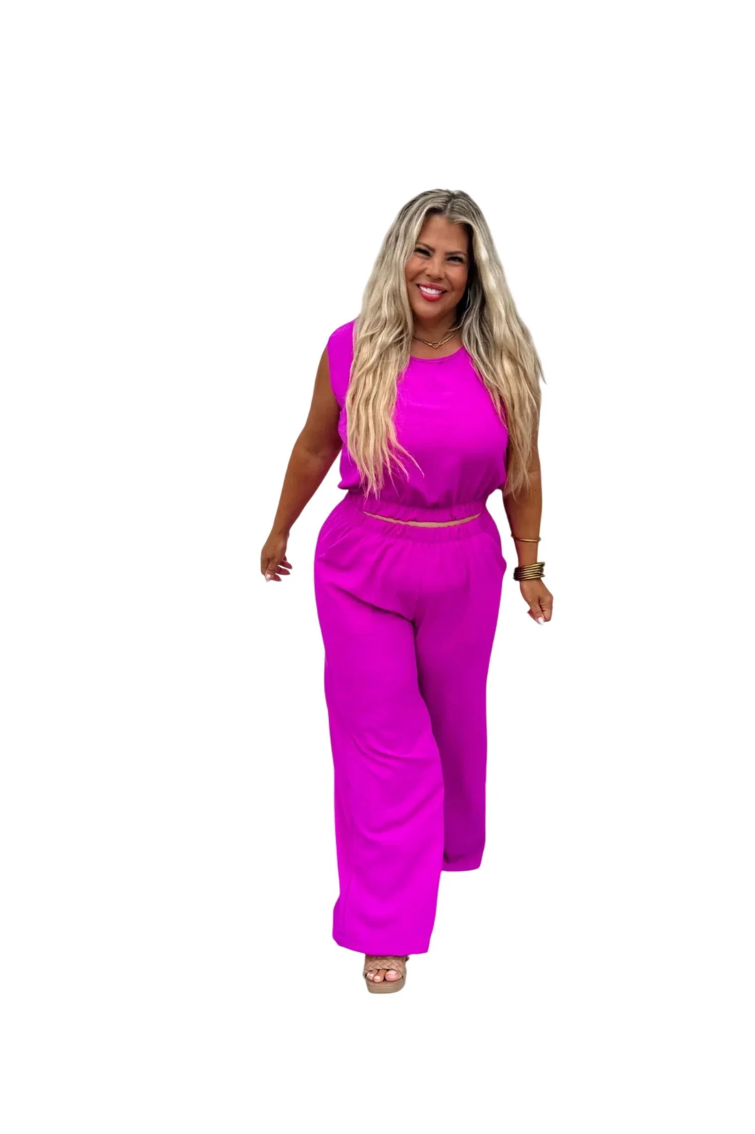 2-Piece Pant Set In Fuchsia