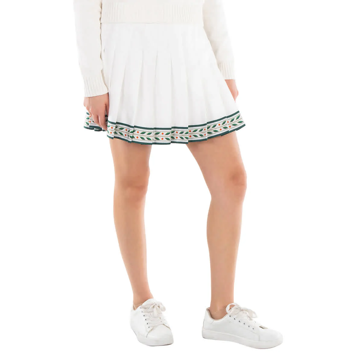 Casablanca Ladies White Pleated Silk Miniskirt