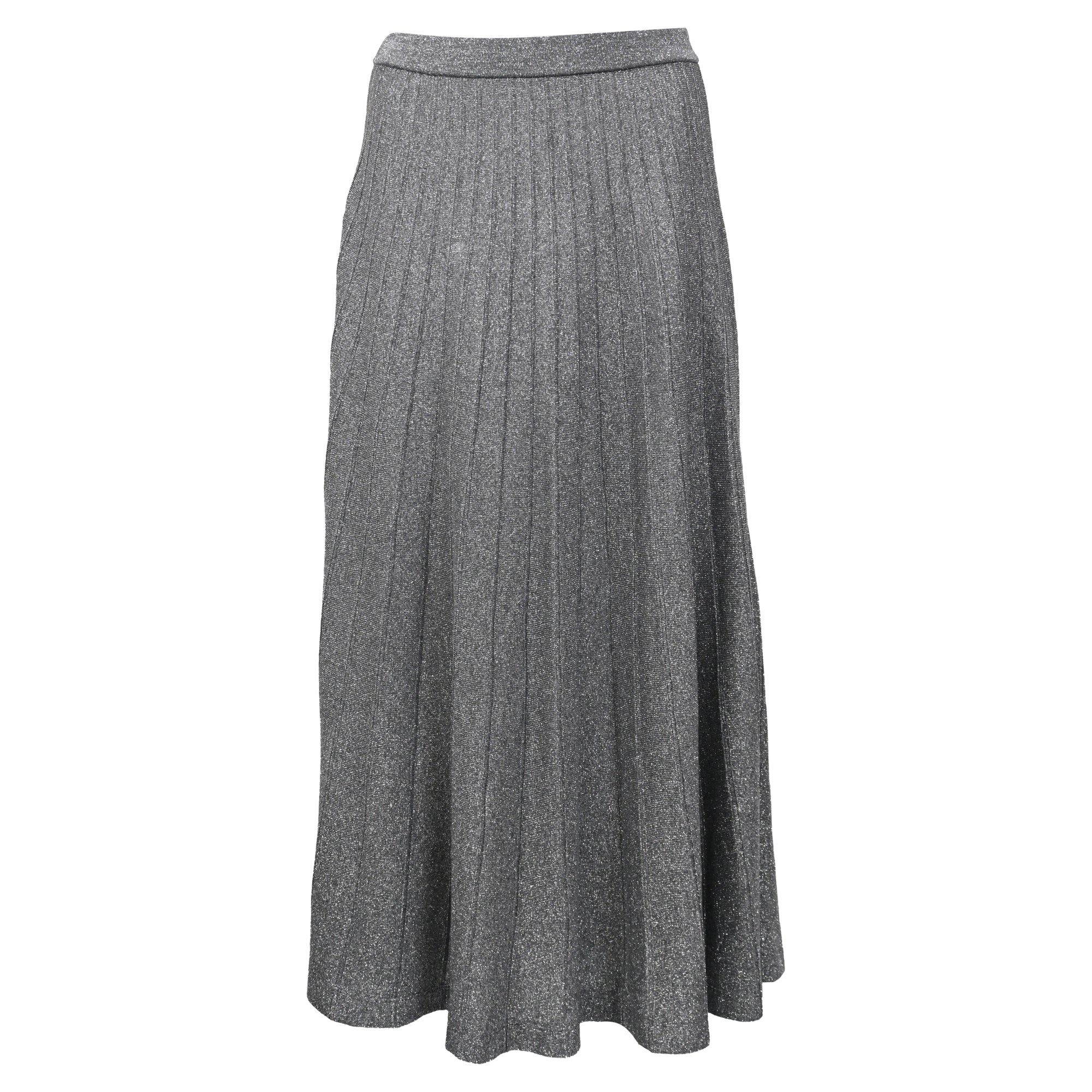 Joseph Pleated Lurex Midi Skirt in Grey Viscose