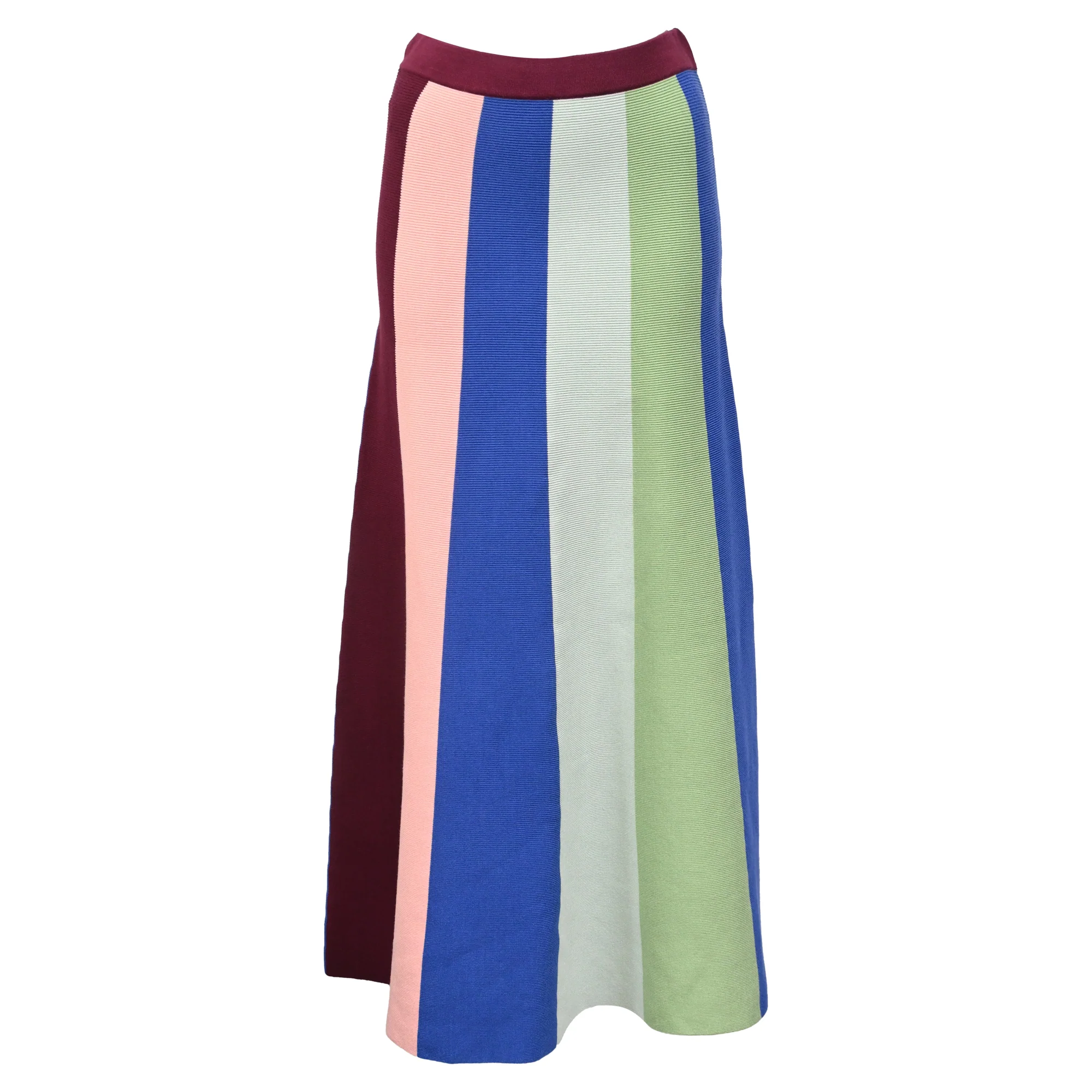 Victoria, Victoria Beckham Striped Knitted Midi Skirt in Multicolor Viscose