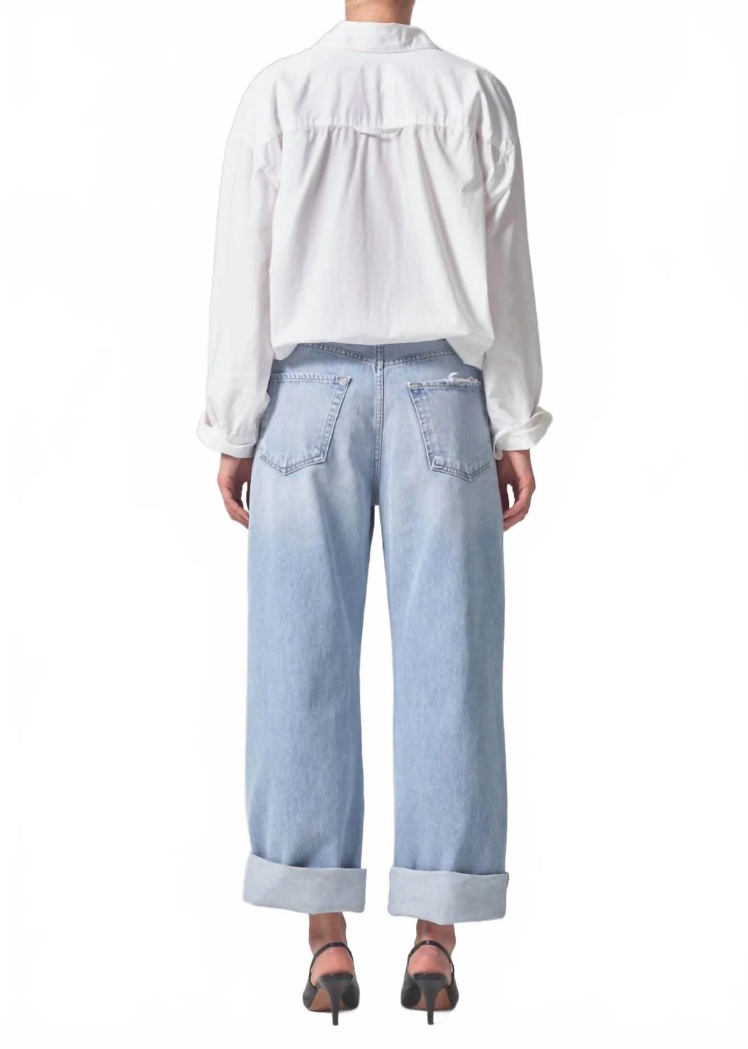 Ayla Baggy Cuffed Crop Jean In Pagoda