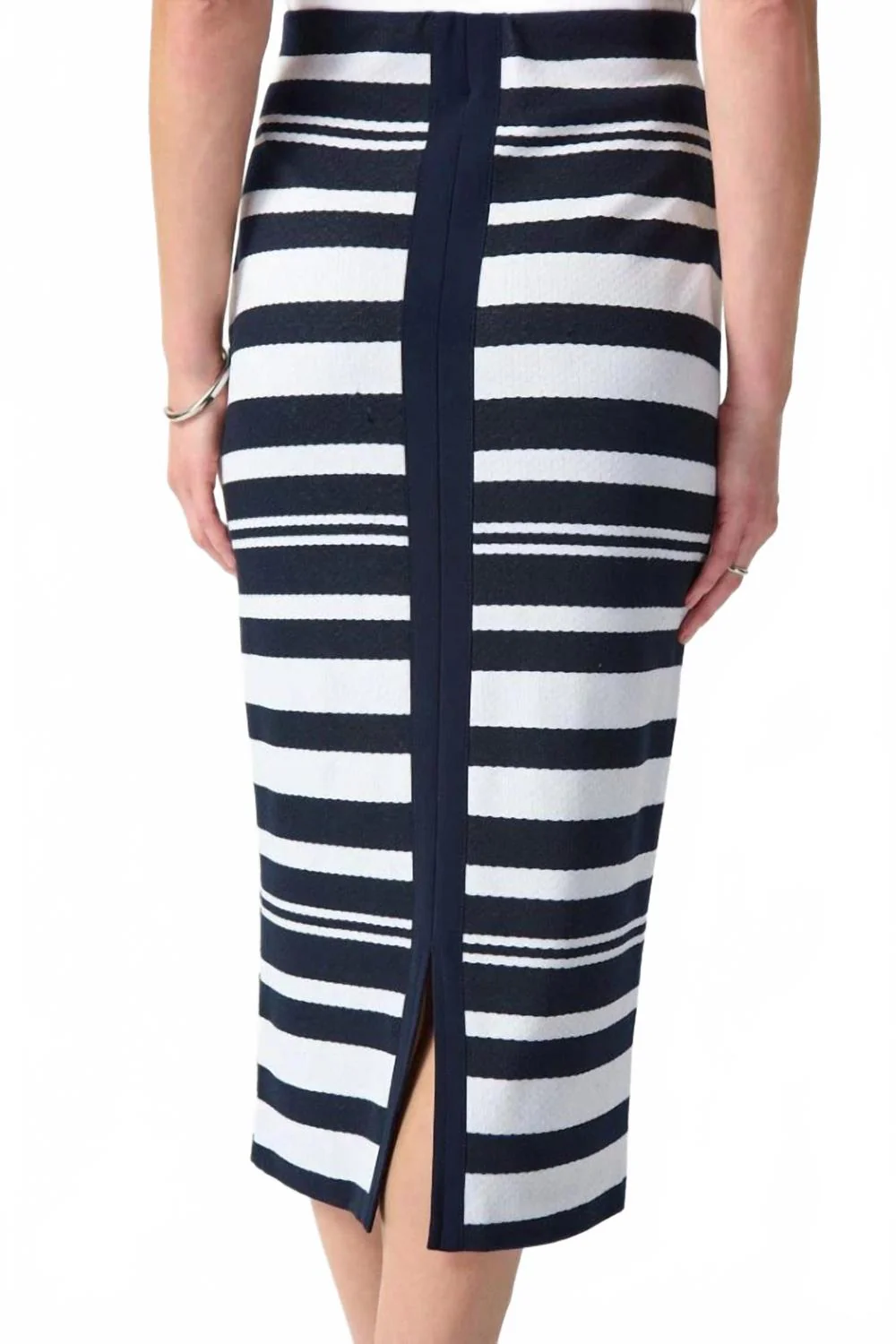 Jacquard Knit Midi Skirt In Midnight Blue/off White