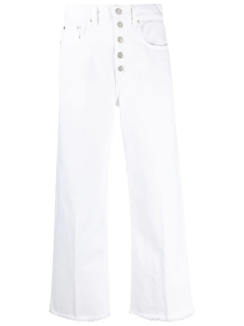 White Cropped Wide-Leg Jeans