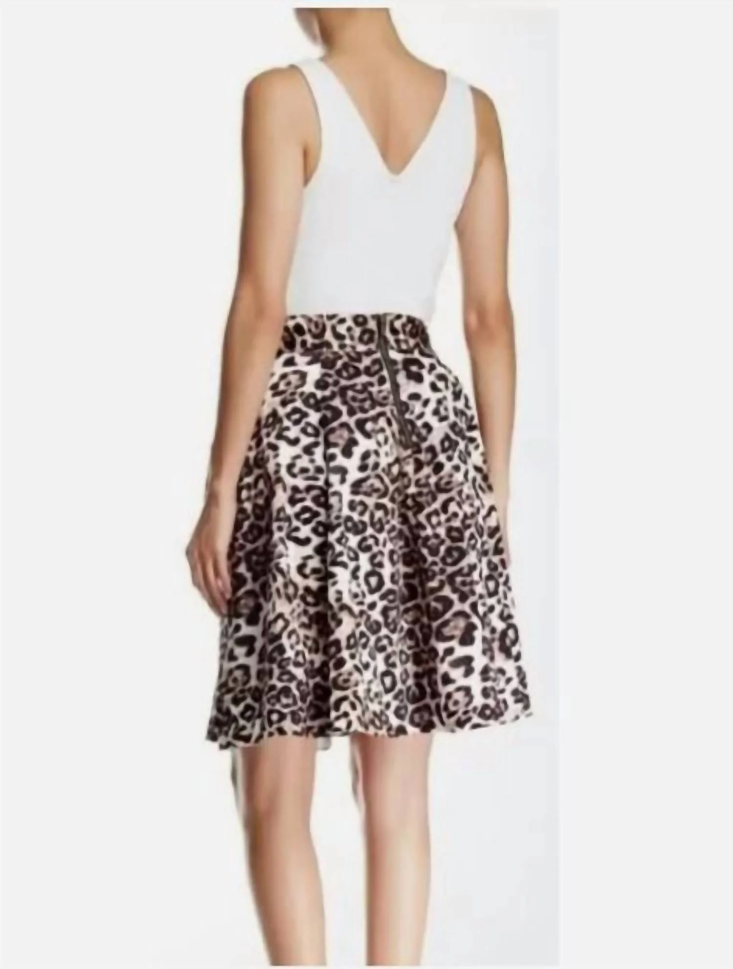 Animal Print Full A-Line Skirt In Ivory/brown