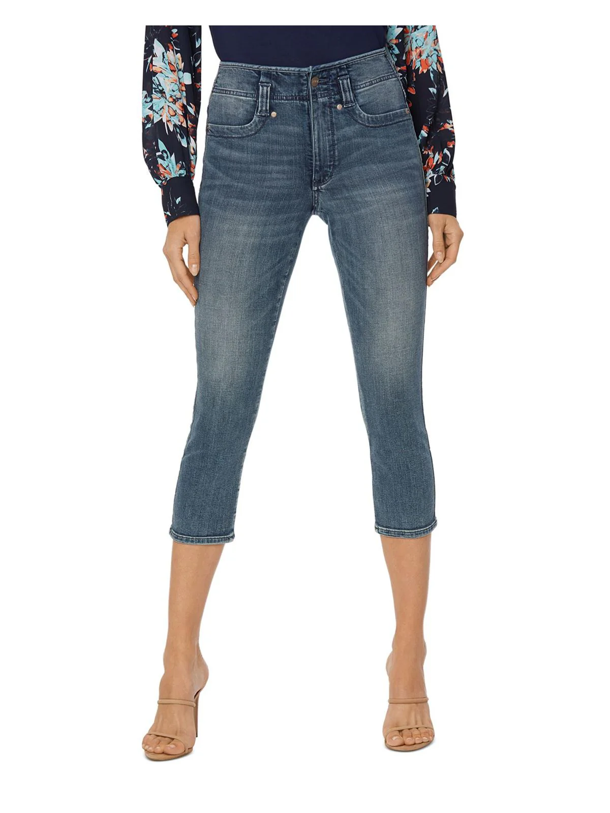 Womens Denim Medium Wash Capri Jeans