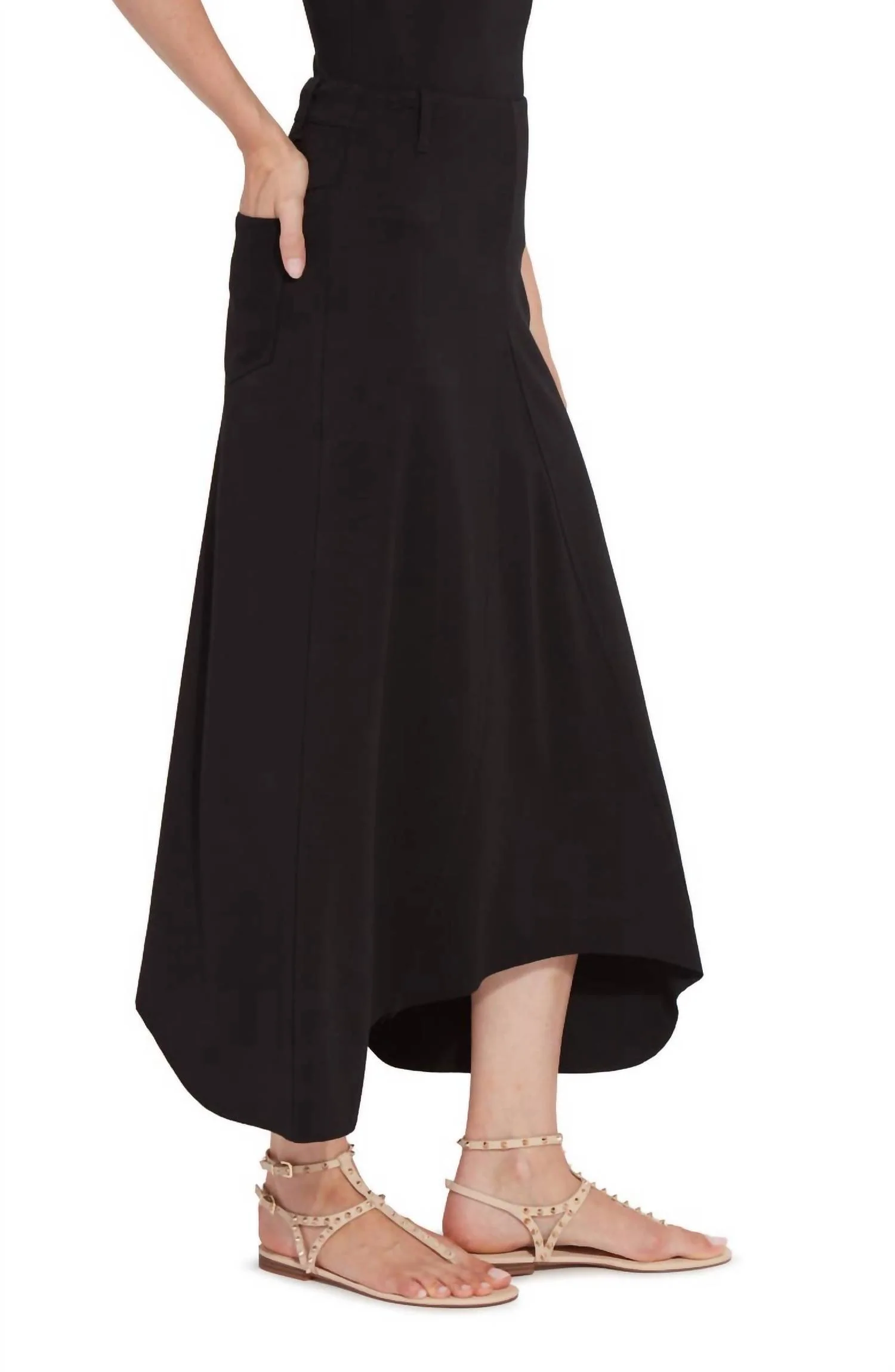 Riley Maxi Ponte Skirt In Black