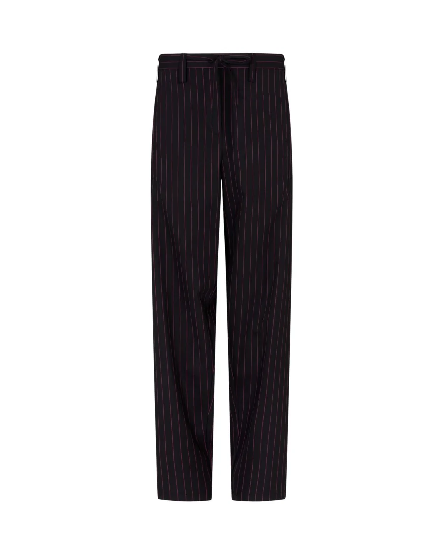 Wool Pinstripe Utility Trouser - Black/Pink