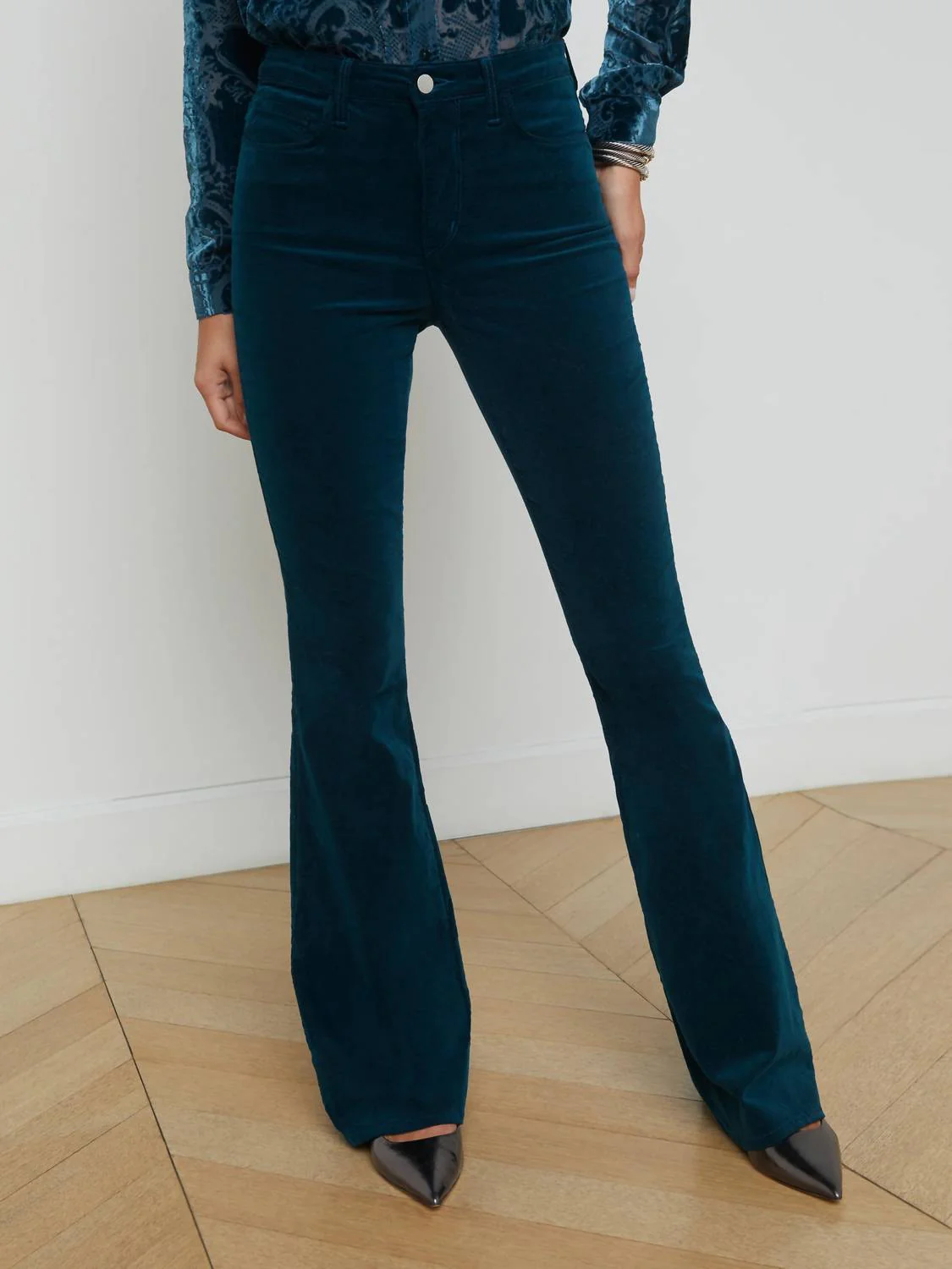 Marty Velvet Pant In Turquoise