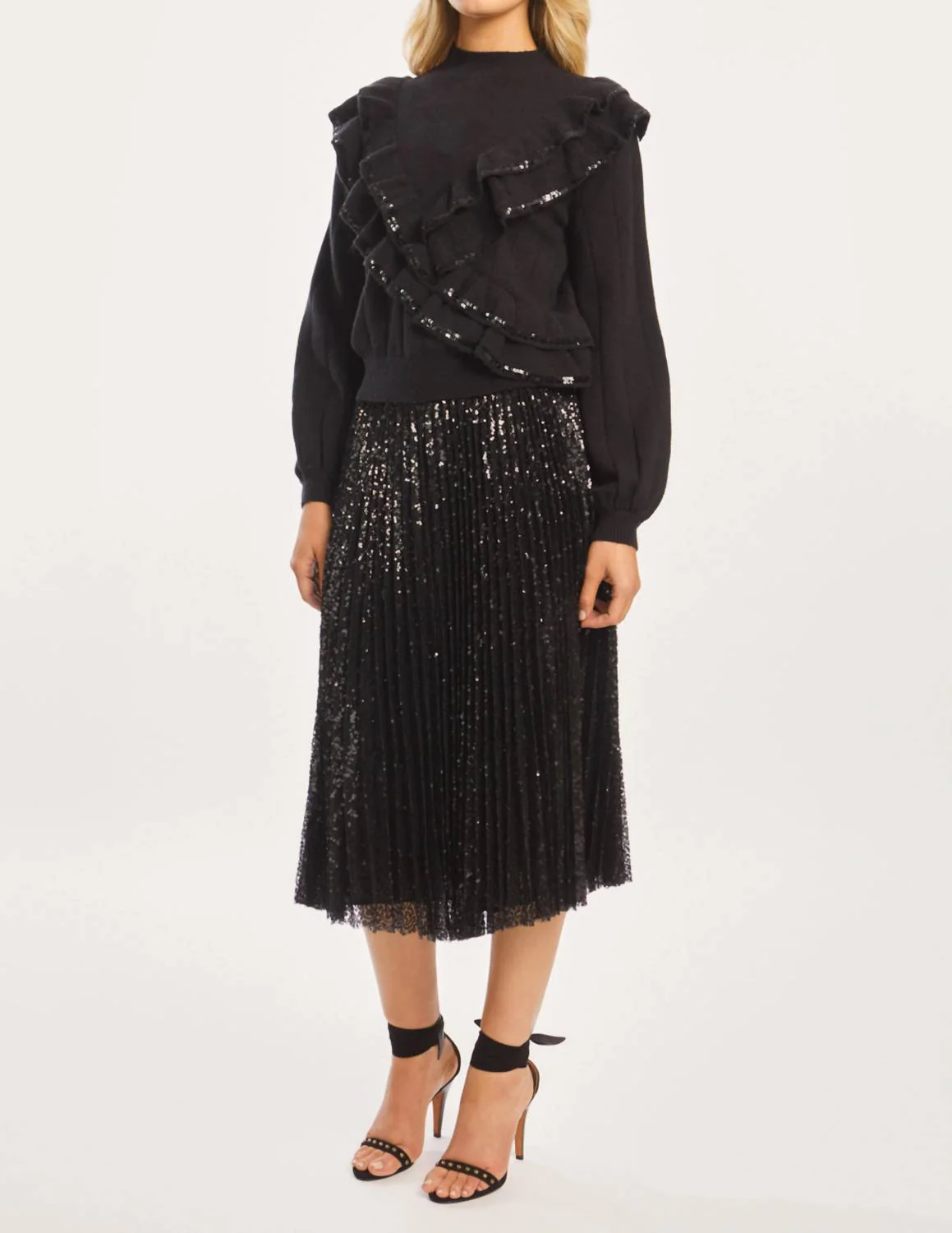 Kailey Sequin Skirt In Black