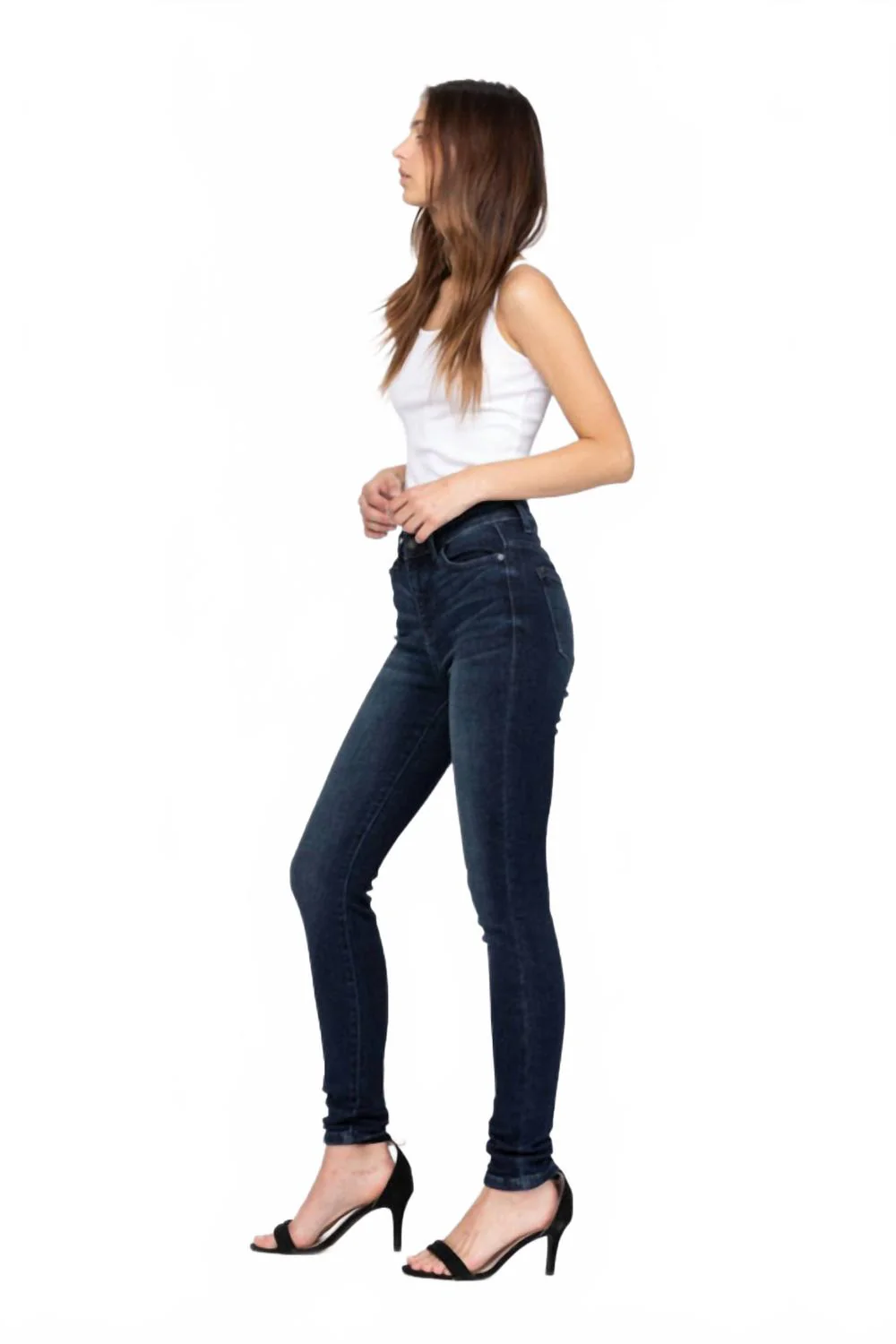 High Rise Super Dark Skinny Jeans In Dark Denim
