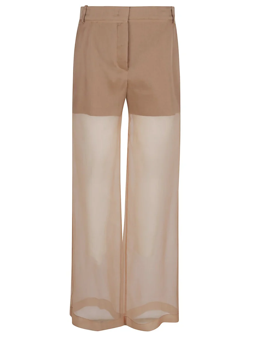 Transparent Organza Wide Trousers With Fabric Culottes