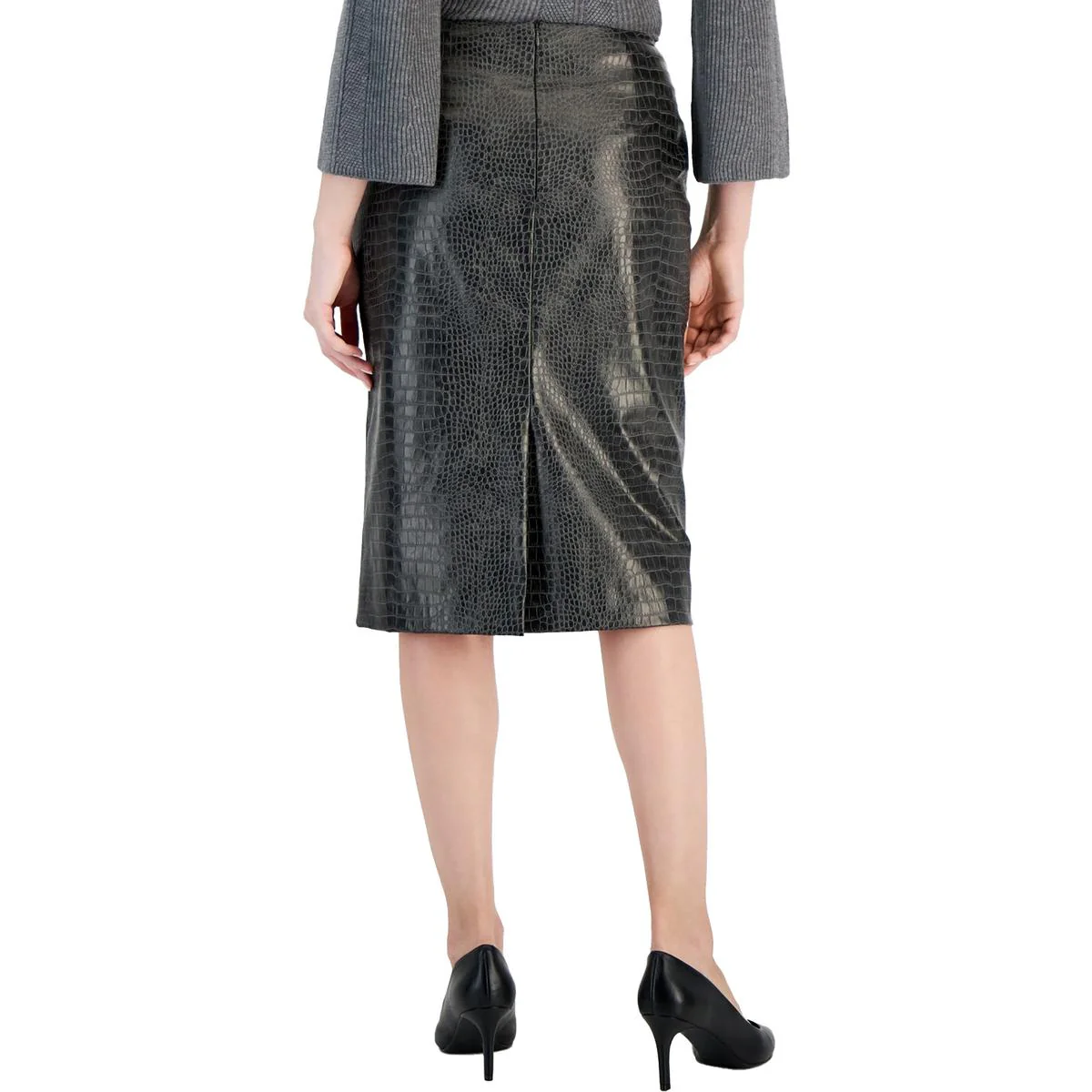 Womens Animal Print Faux Leather Pencil Skirt