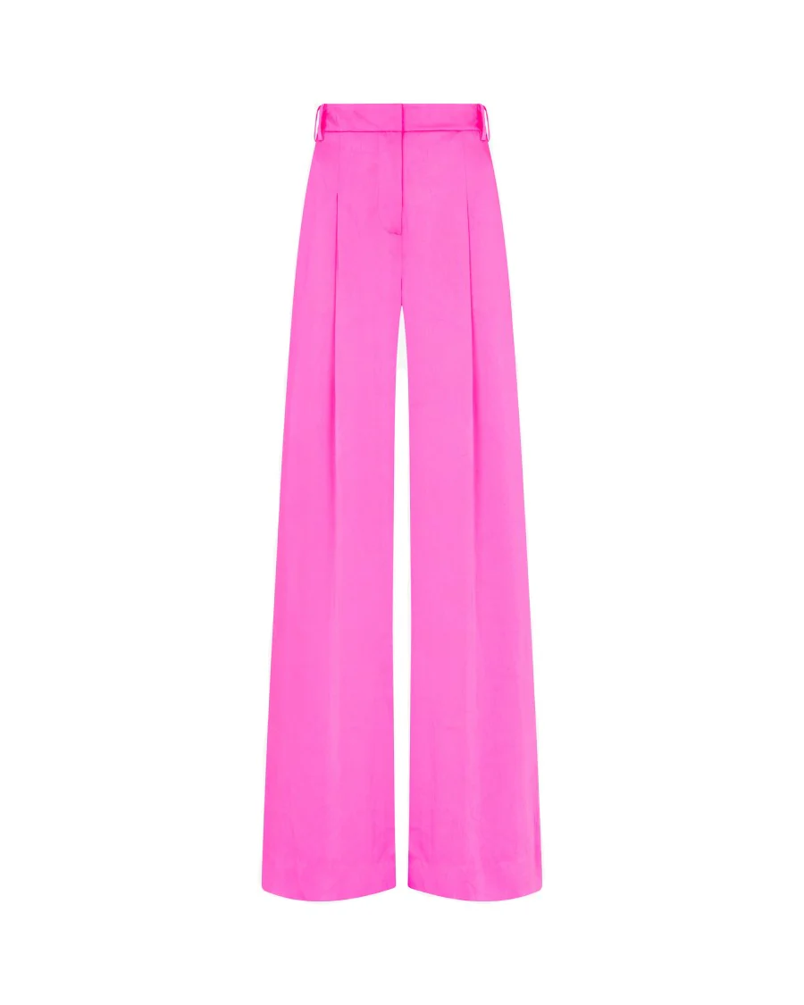 Crinkled Satin Wide-Leg Trousers