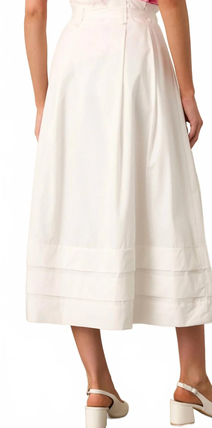 Ashford Cotton Midi Skirt In White