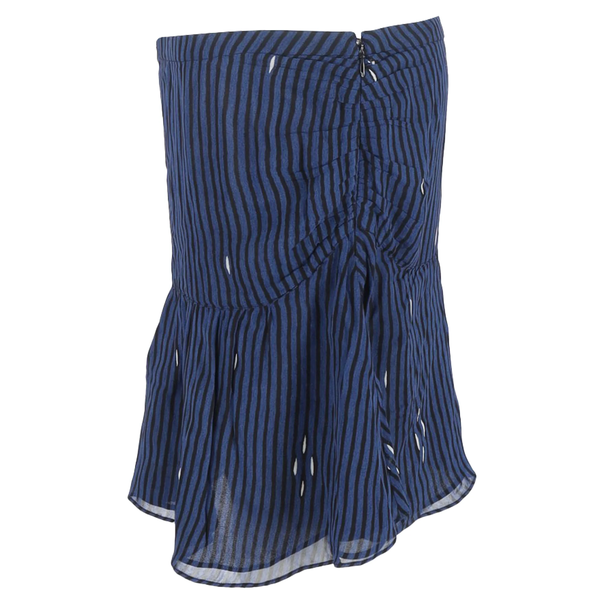 Etoile Isabel Marant Stripe Mini Ruffled Skirt in Navy Blue Viscose