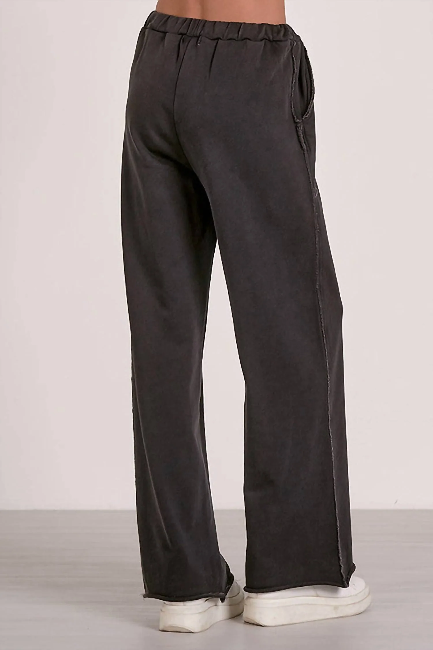 Elastic Wide Leg Pant In Black