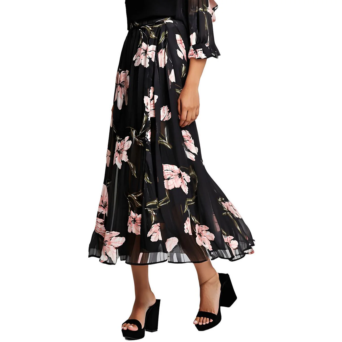 Womens Printed Chiffon Maxi Skirt