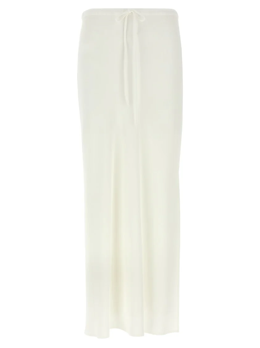 Silk Blend Midi Skirt With Adjustable Waist