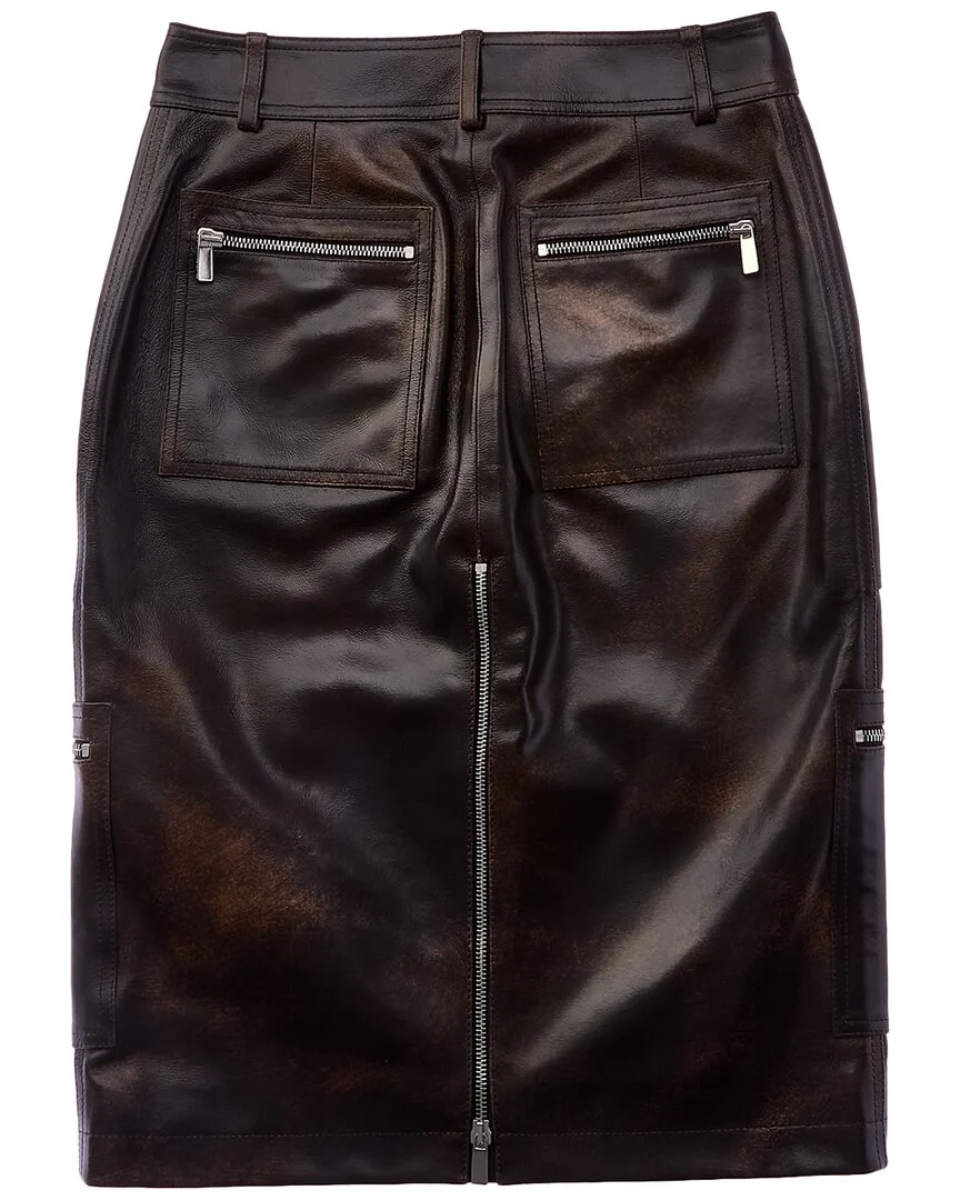 Michael Kors Collection Cargo Leather Pencil Skirt