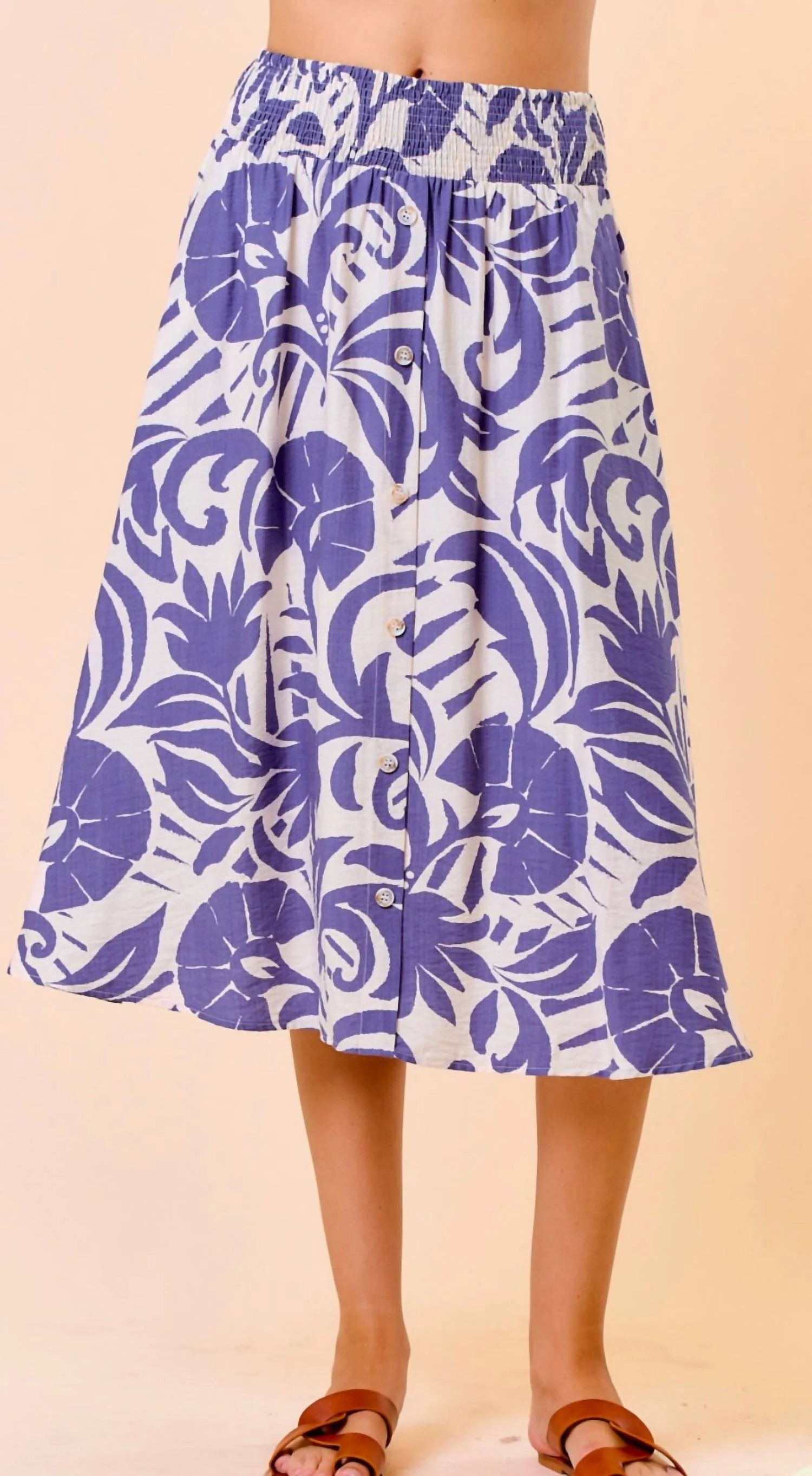 Tropical Midi Skirt In Purple
