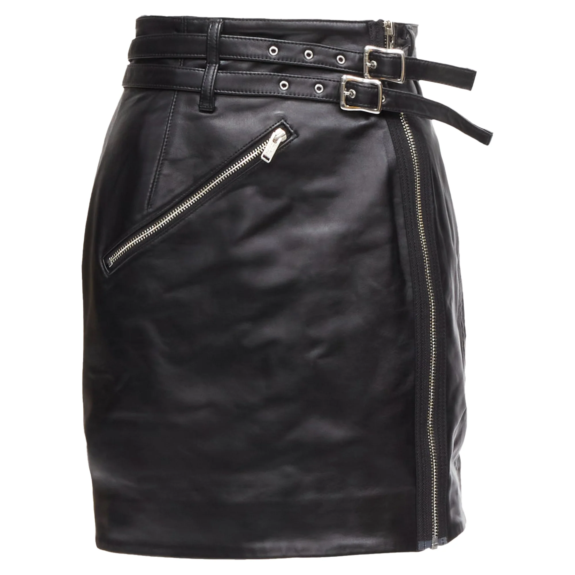 Undercover sheep leather zip motorcycle biker skirt