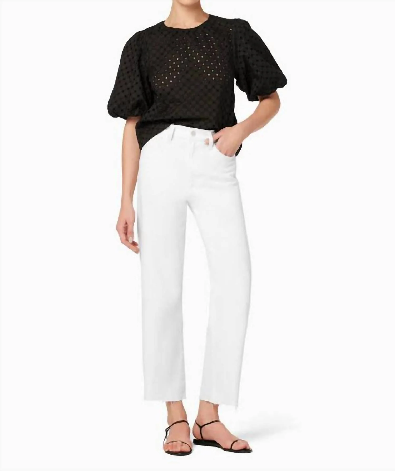Blake High Rise Wide Leg Crop Jean In White