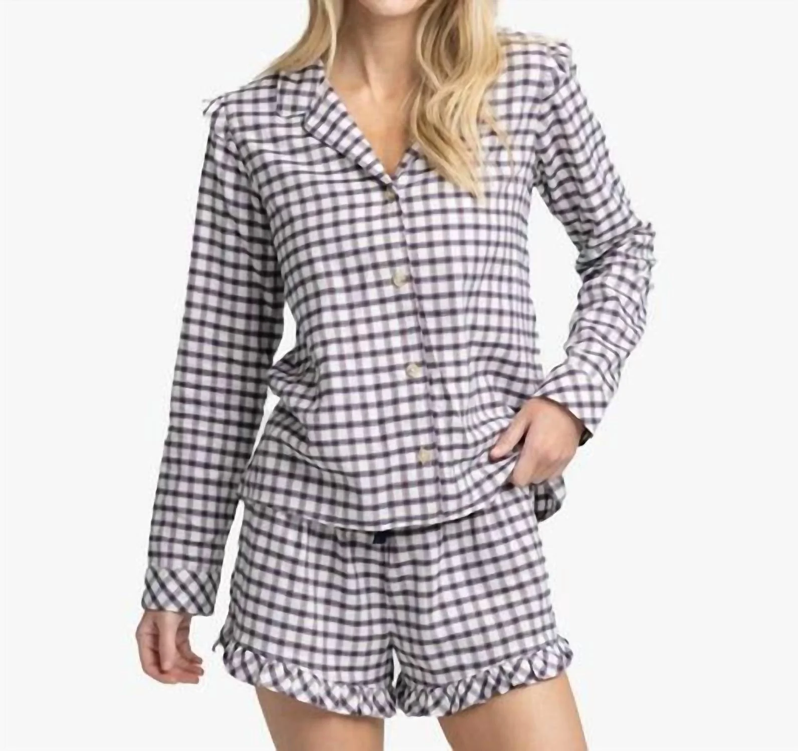 Women's Silverleaf Plaid Lounge Set In Marshmallow