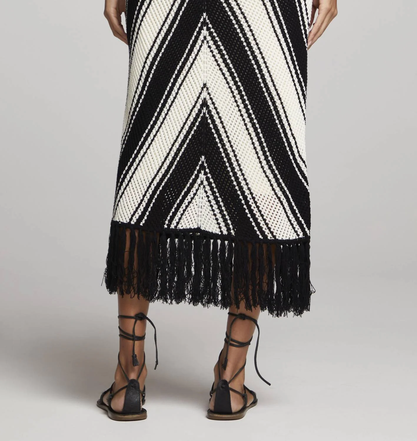 Amberlyn Crochet Skirt In Black/off White