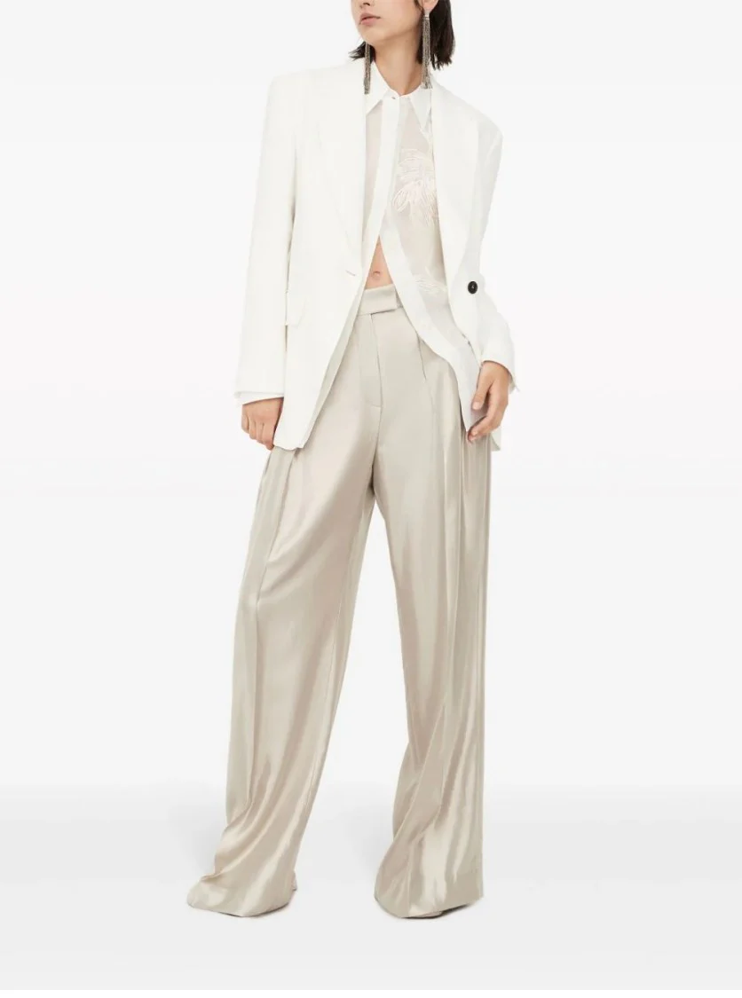 Wide-Leg Trousers With High Waist And Pleated Front