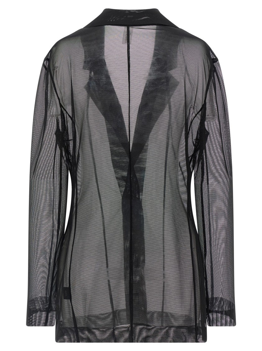 Transparent Single-Breasted Blazer With Peak Lapels