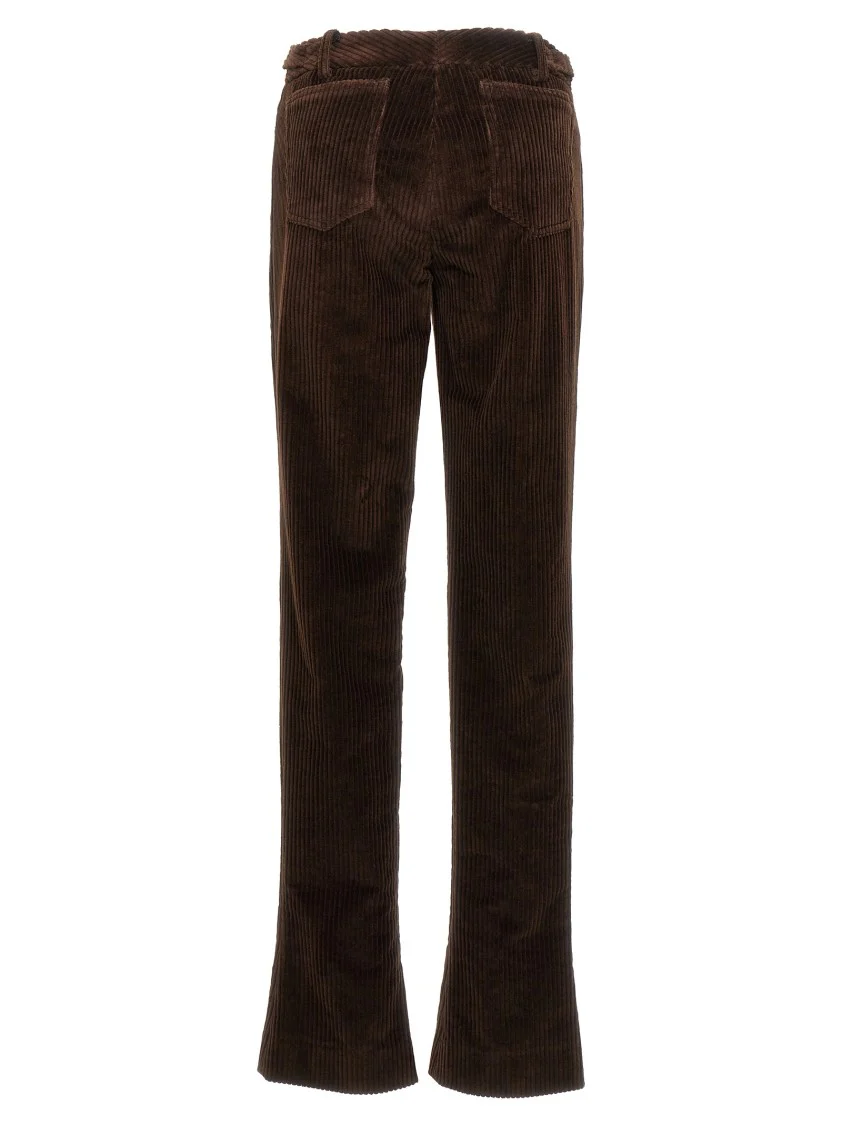Bell-Bottom Corduroy Pants With Zip Closure