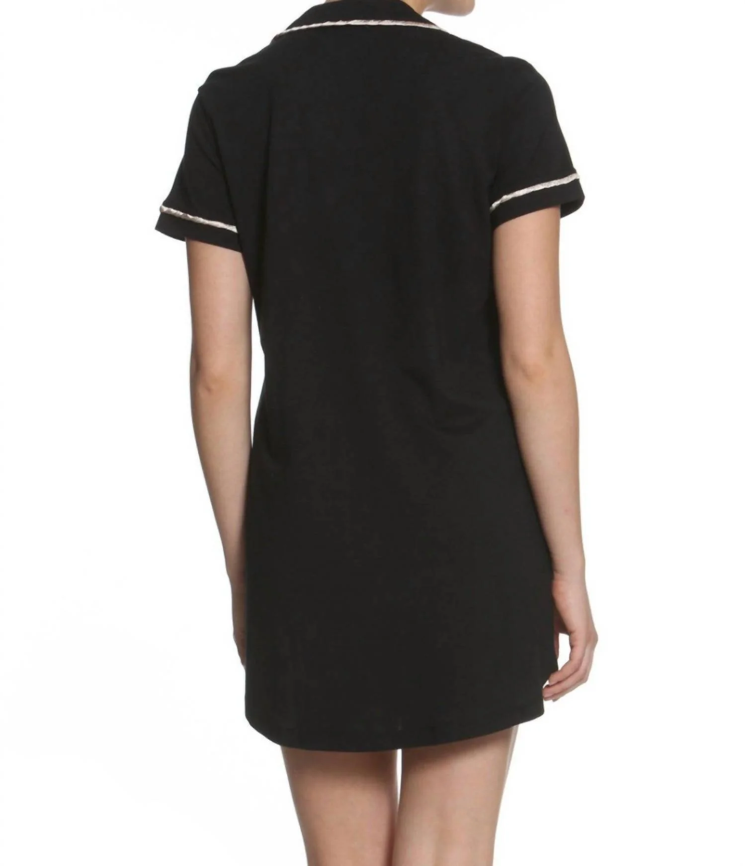 Sophie Basic Short Sleeve Nightshirt In Black