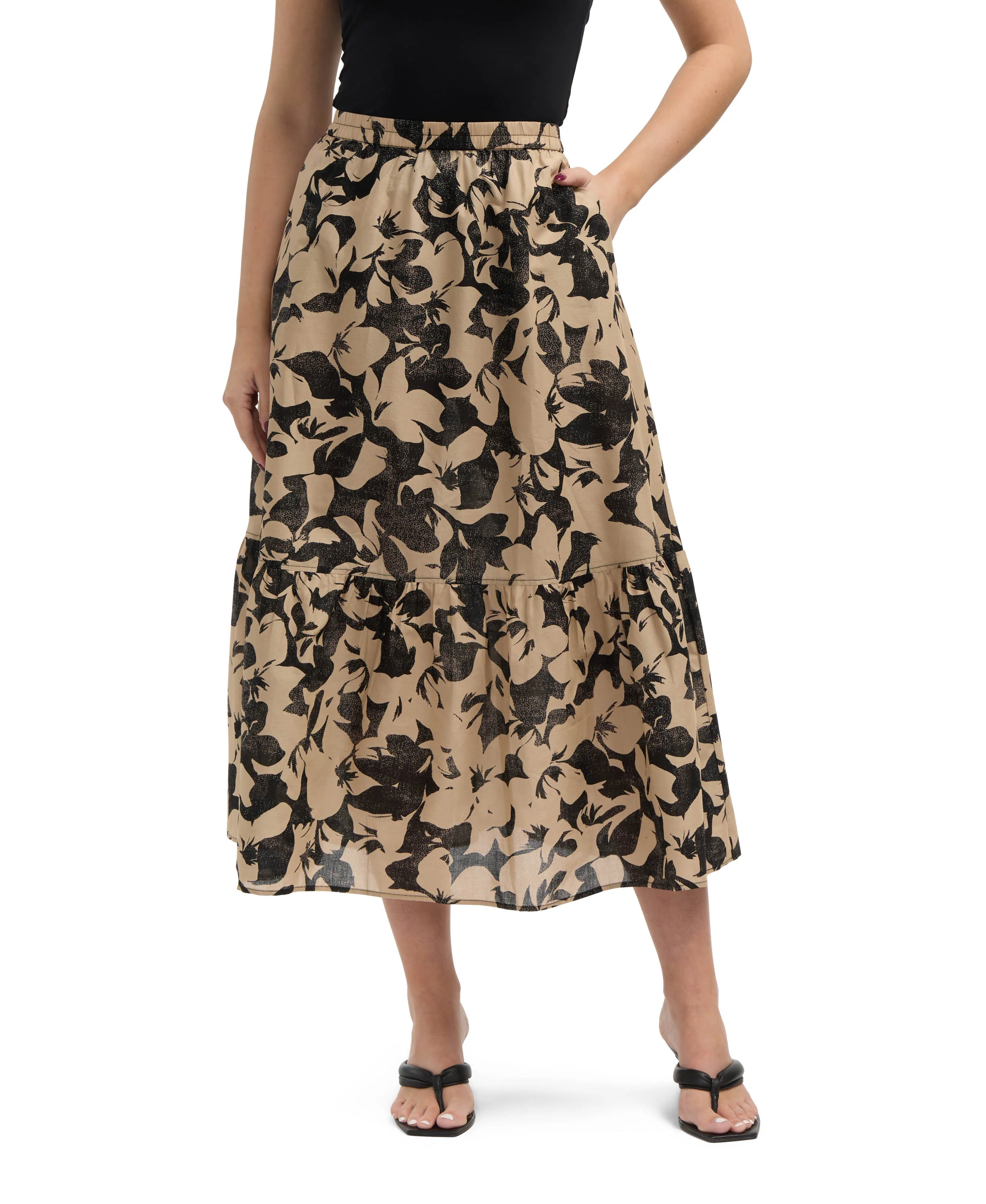Ellen Tracy Women’s Tiered Flowy Midi Skirt