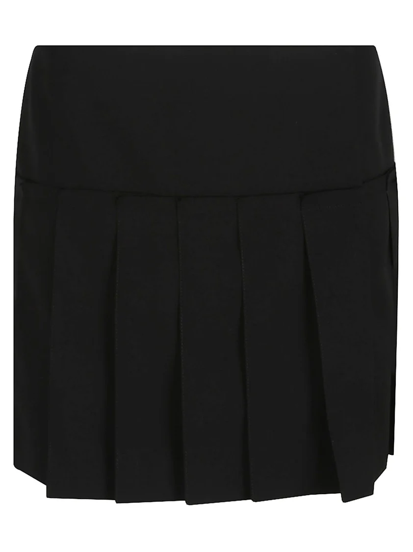 Black Wool Gabardine Mini Skirt