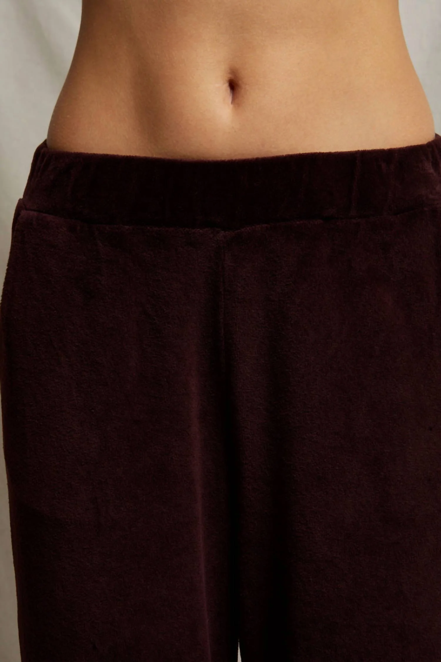 Holly Velour Wide Leg Sweat Pant In Blackberry