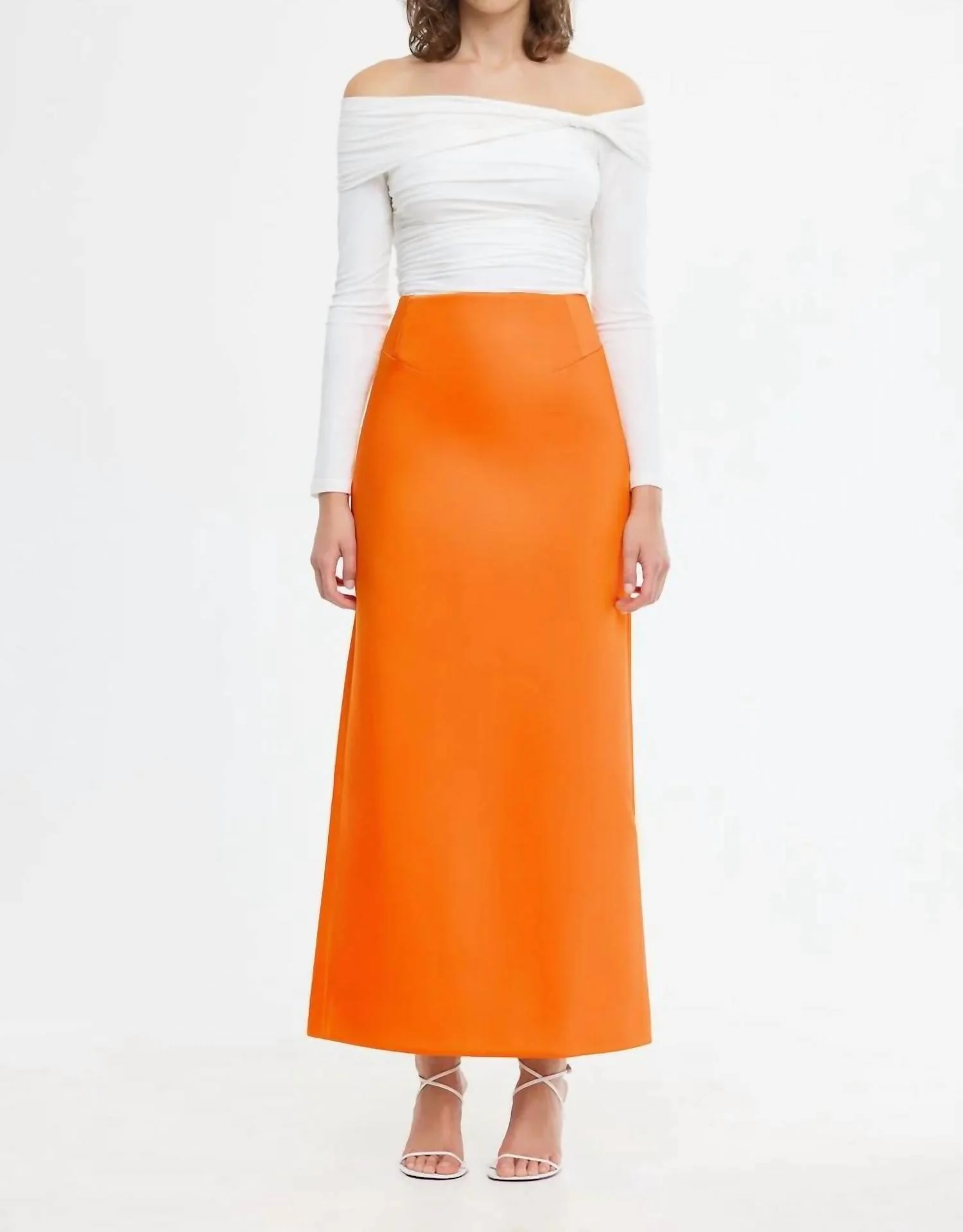 Balderstone Maxi Skirt In Neon Tangerine
