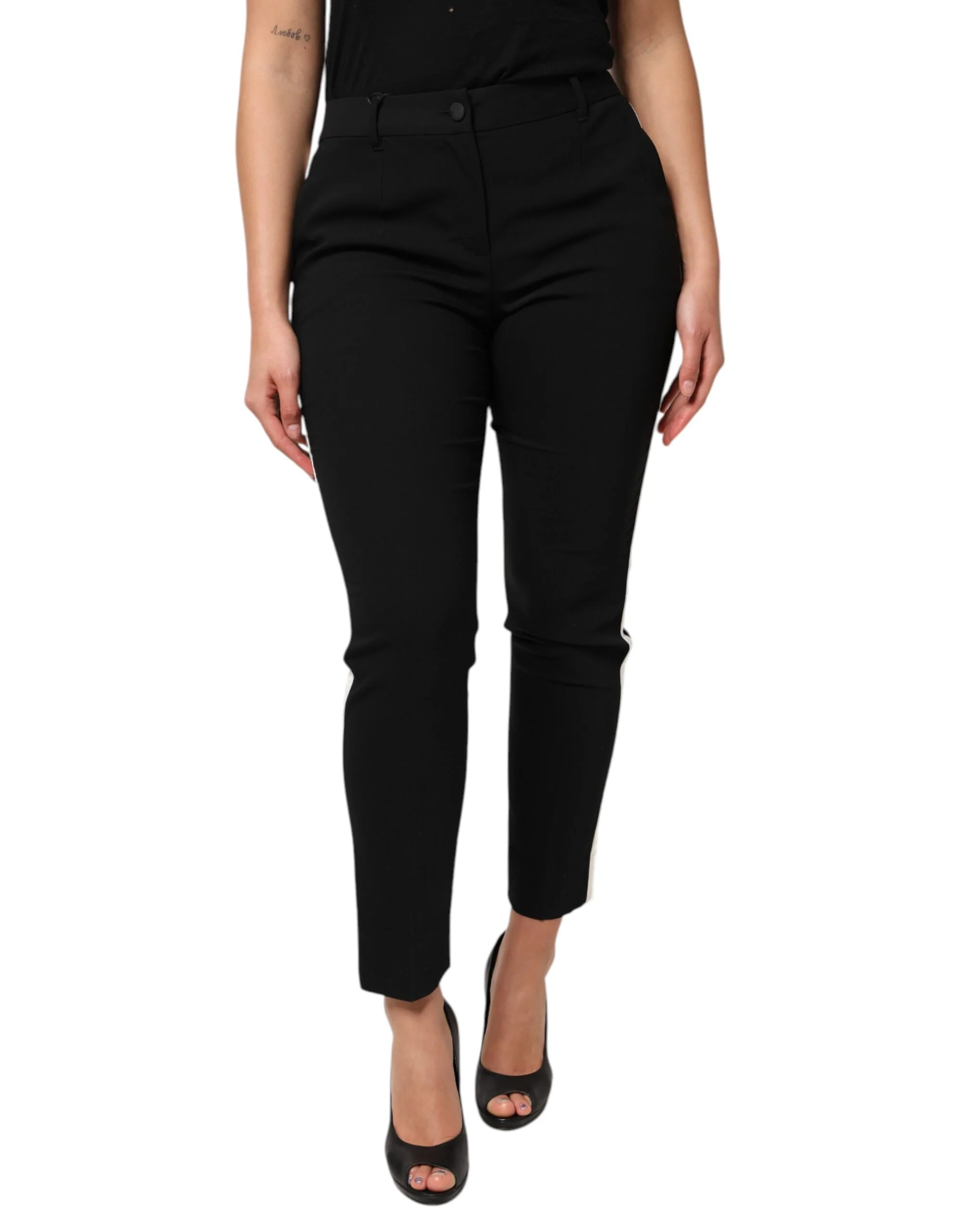 Dolce & Gabbana Wool High Waist Tape Women's Pants