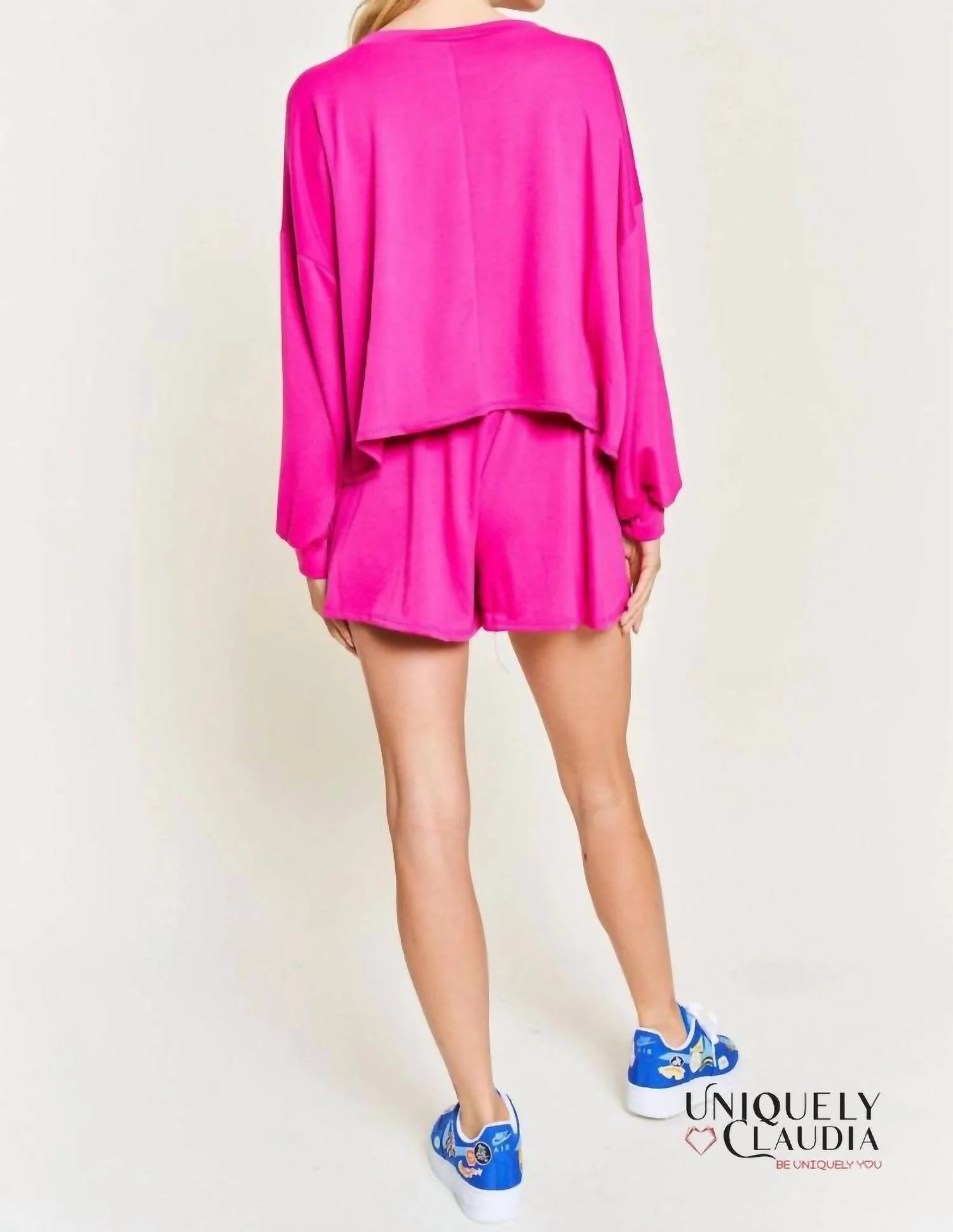 Happy For Your Short And Top Set In Fuchsia