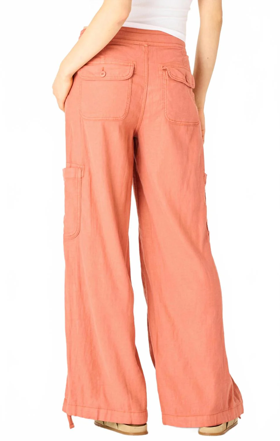 Wide Leg Cargo Pants In Terracotta