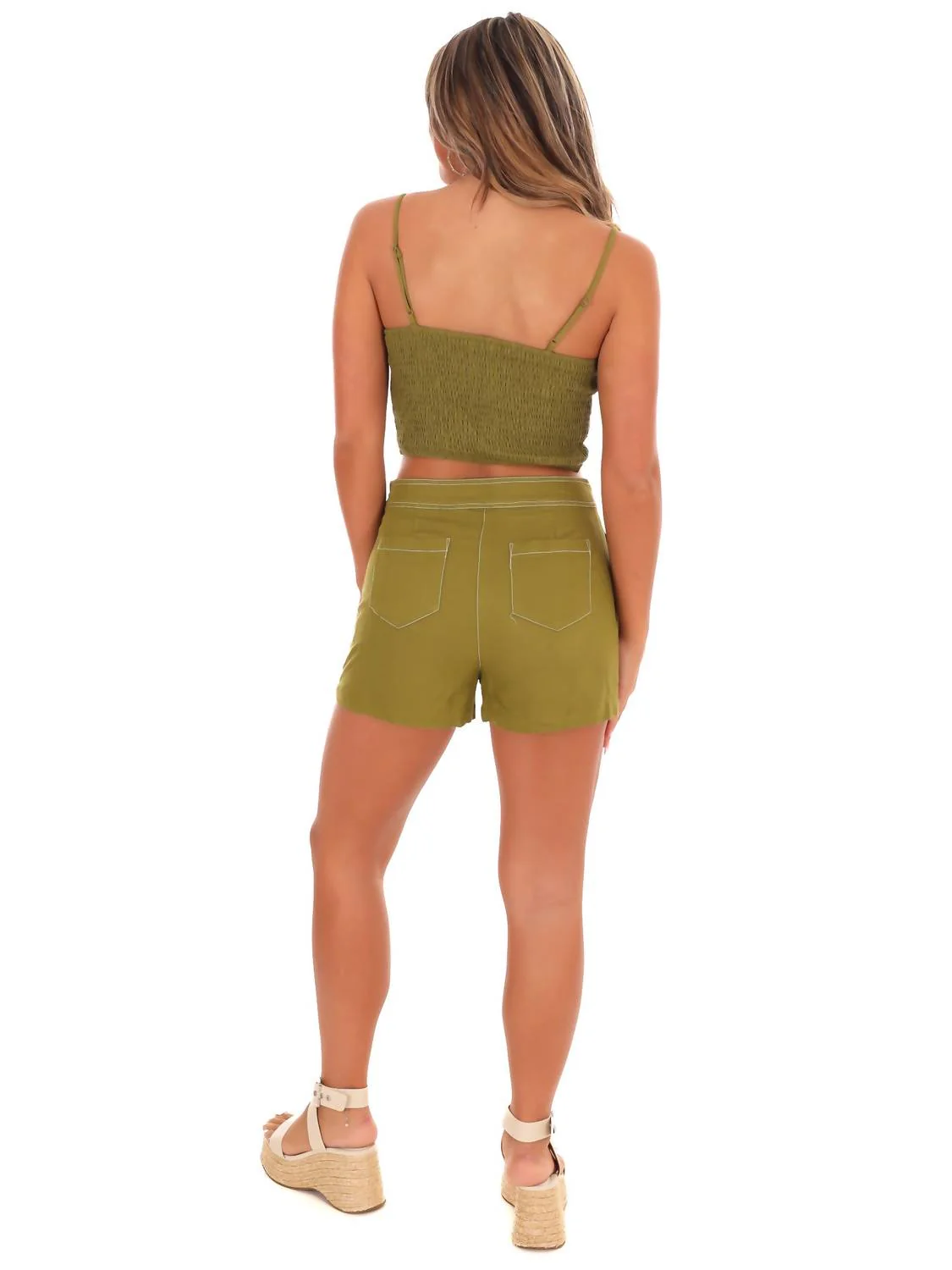 Higher Love Two Piece Set In Moss Green