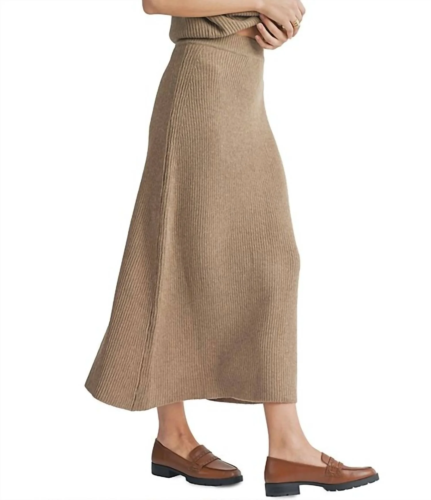 Crosby Sweater Midi Skirt In Dark Taupe